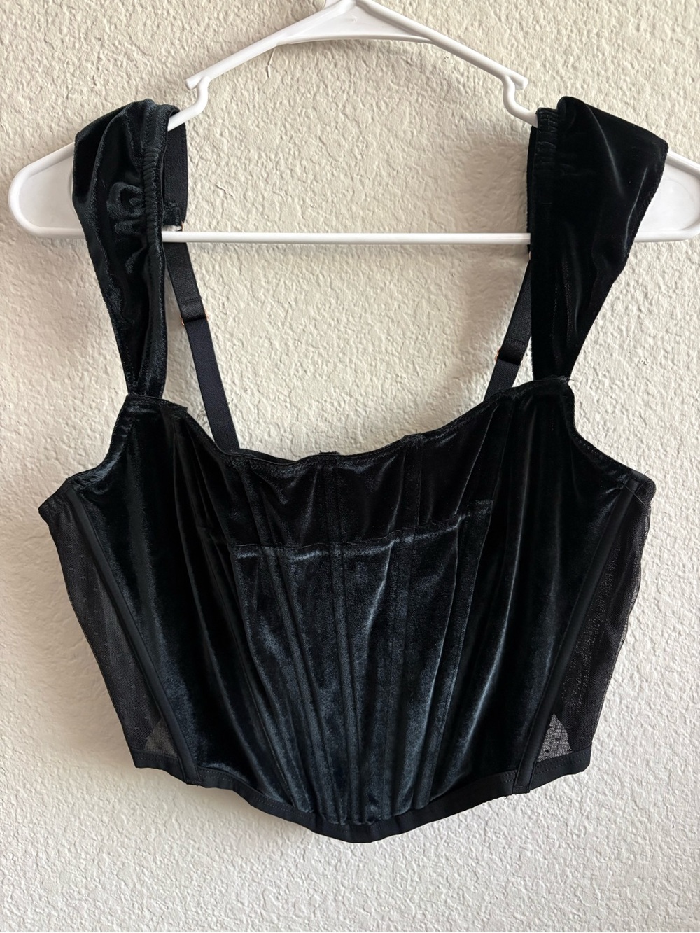 Victoria's Secret Black Velvet Corset Crop Top